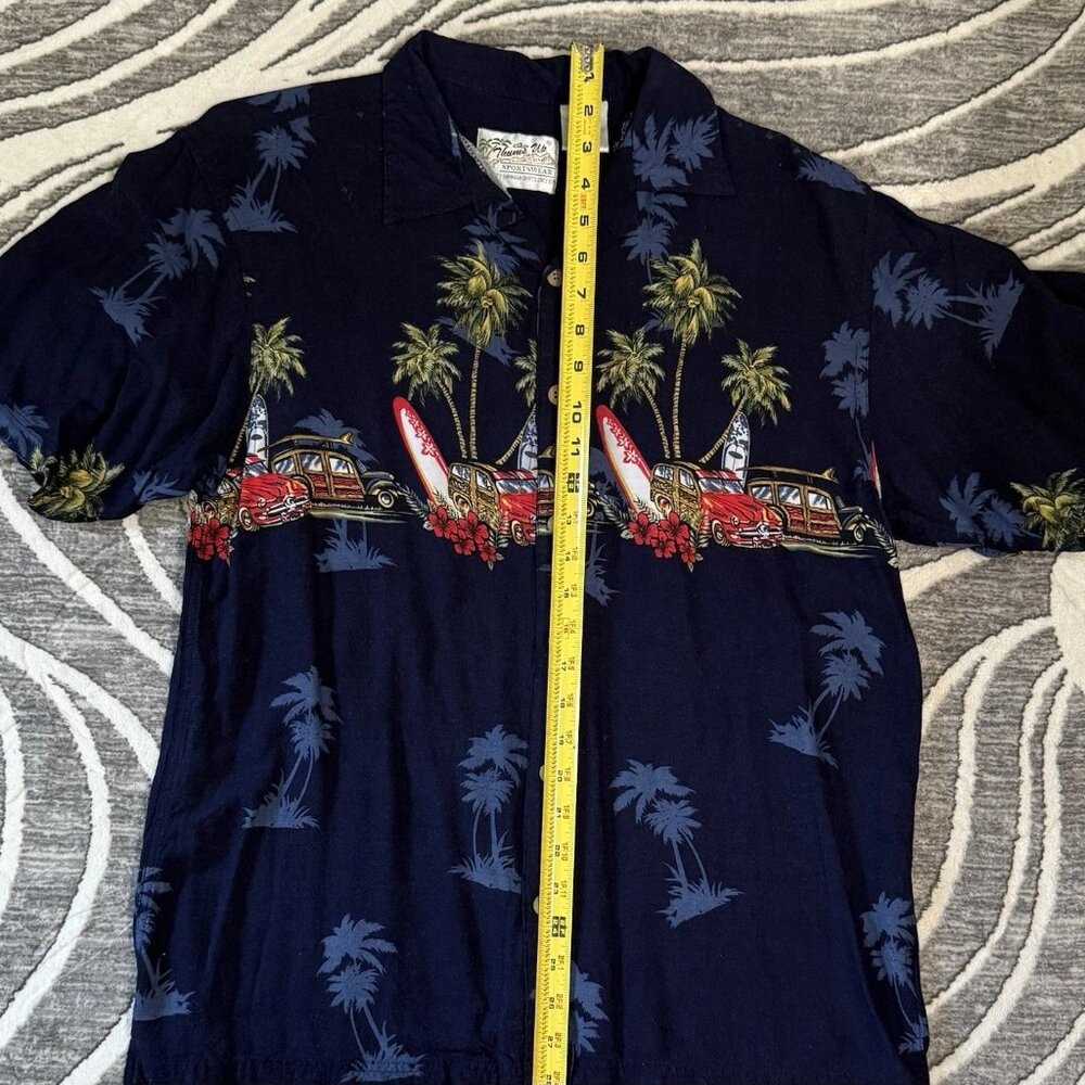 sportswear quality Hawaiian button up shirt size M Dark Blue color